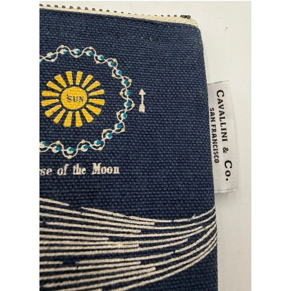 Cavallini & Co The Moon Vintage Pouch Navy Cotton Celestial Makeup Bag NWT